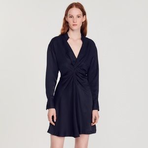 Sandro navy long-sleeved mini dress